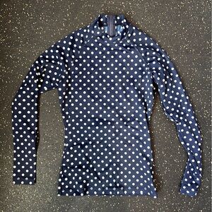 J. Crew Navy and White Polka Dot Swim Top